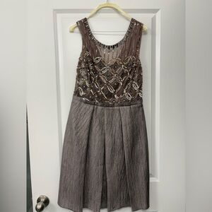 Elegant Beaded Sleeveless Midi Dress